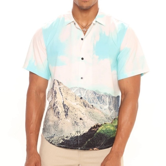 Fashion Nova Other - Holy cross, short sleeve woven Men top -multicolor